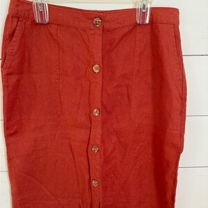 Marc New York Red Button-Down Linen Skirt